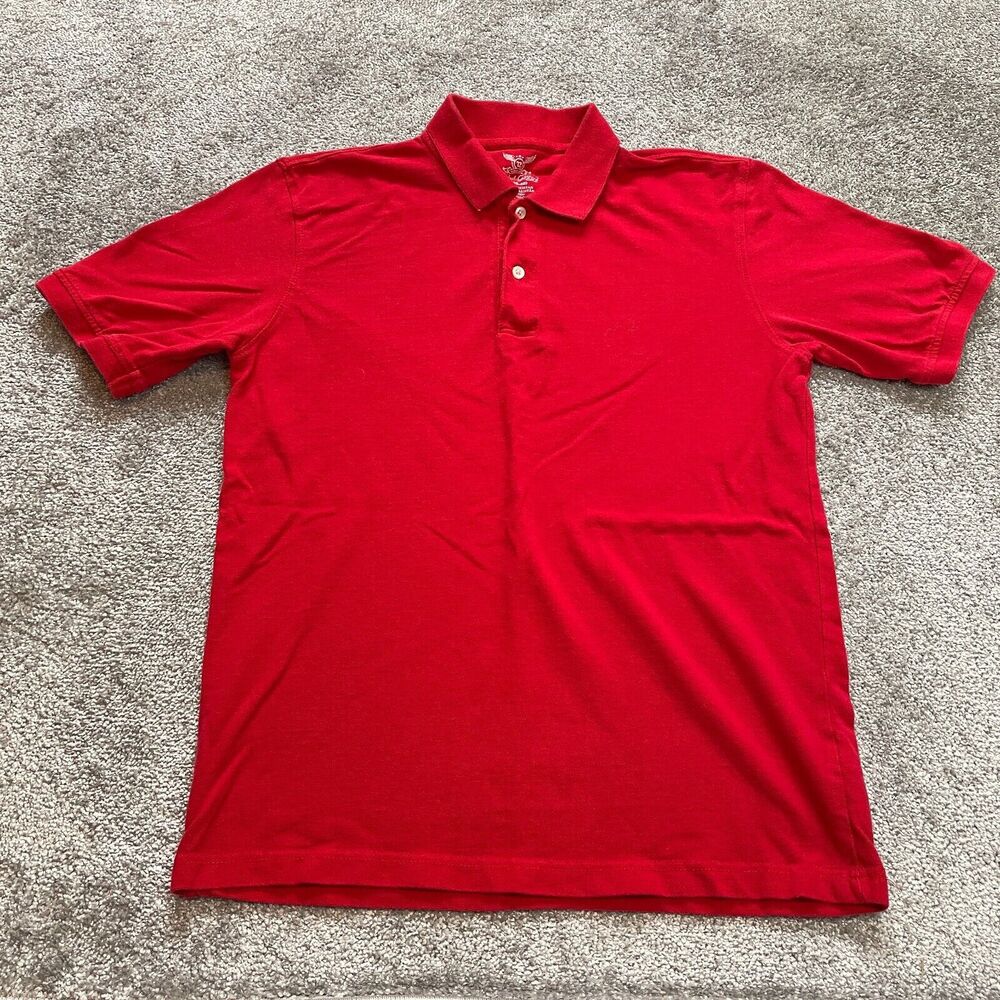 Faded Glory Polo Shirt Mens Medium 38-40 Red Collared Golf Rugby Cotton Preppy